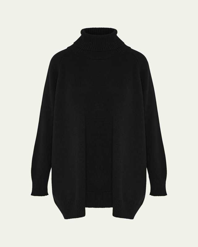Wide Raglan Sleeve Roll Neck Sweater (Long Length)
